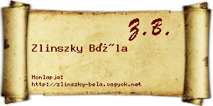 Zlinszky Béla névjegykártya